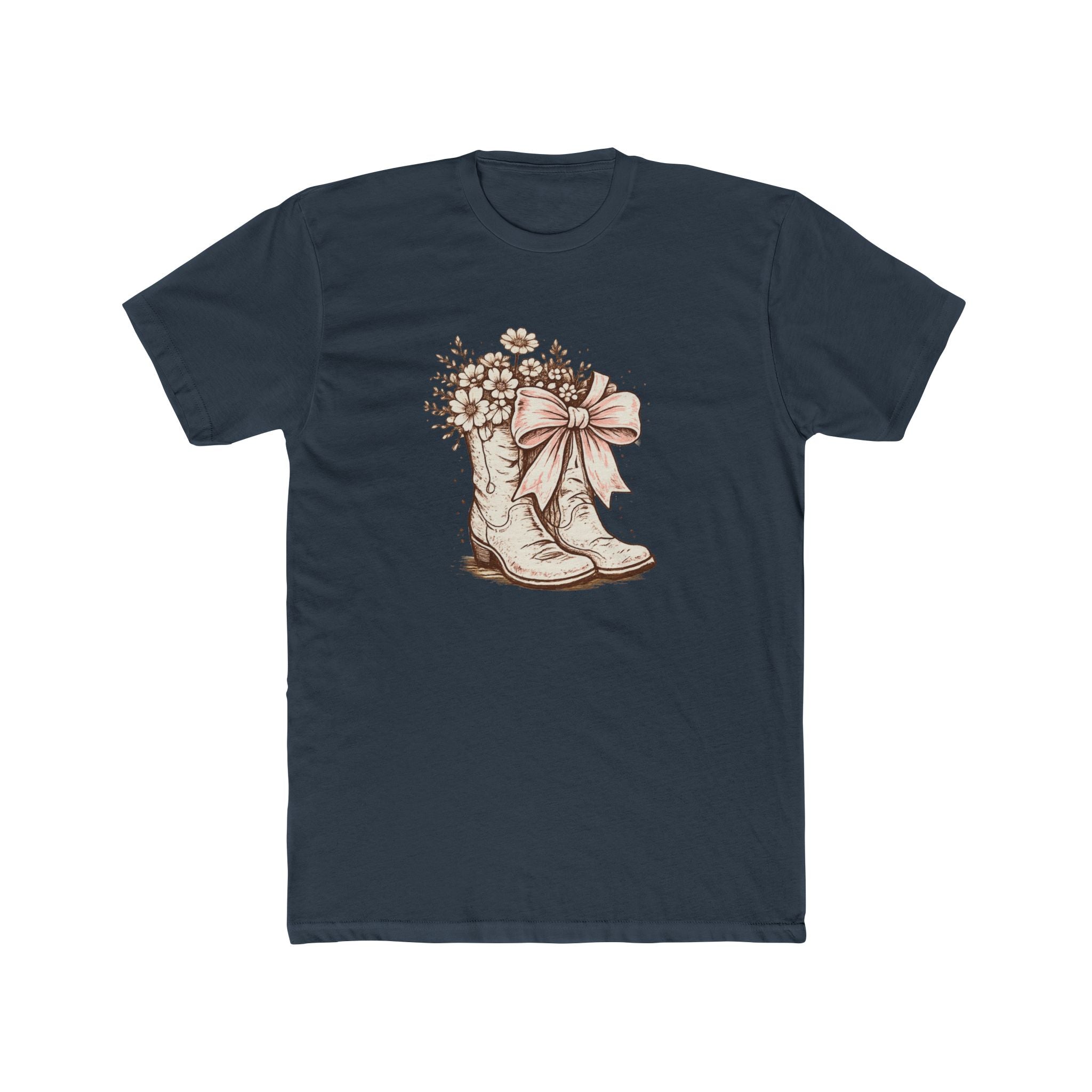 Cowgirl Boots Graphic Tee — Vintage Floral Boots with Bow T-Shirt