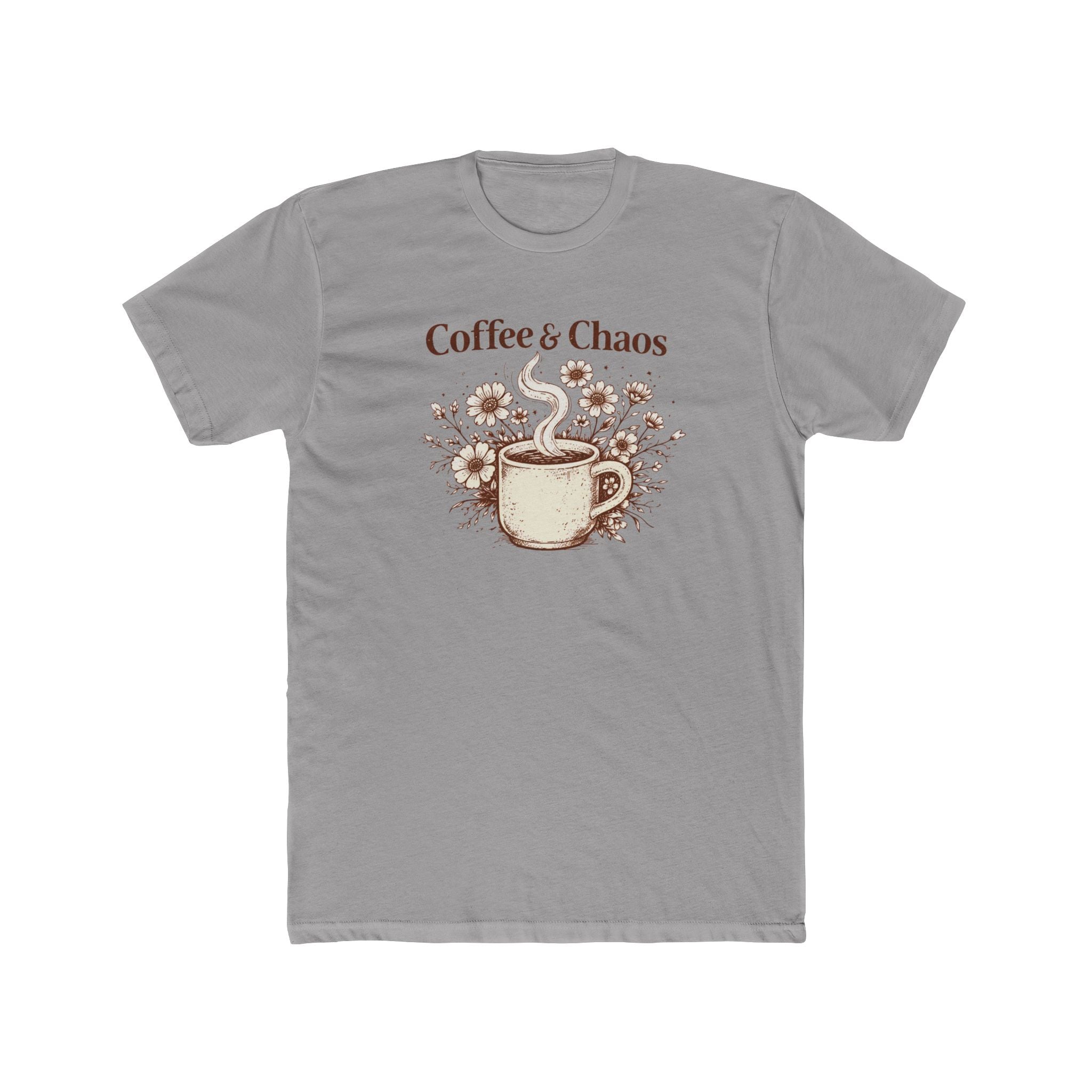 Coffee & Chaos Tee — Floral Coffee Cup Graphic Shirt