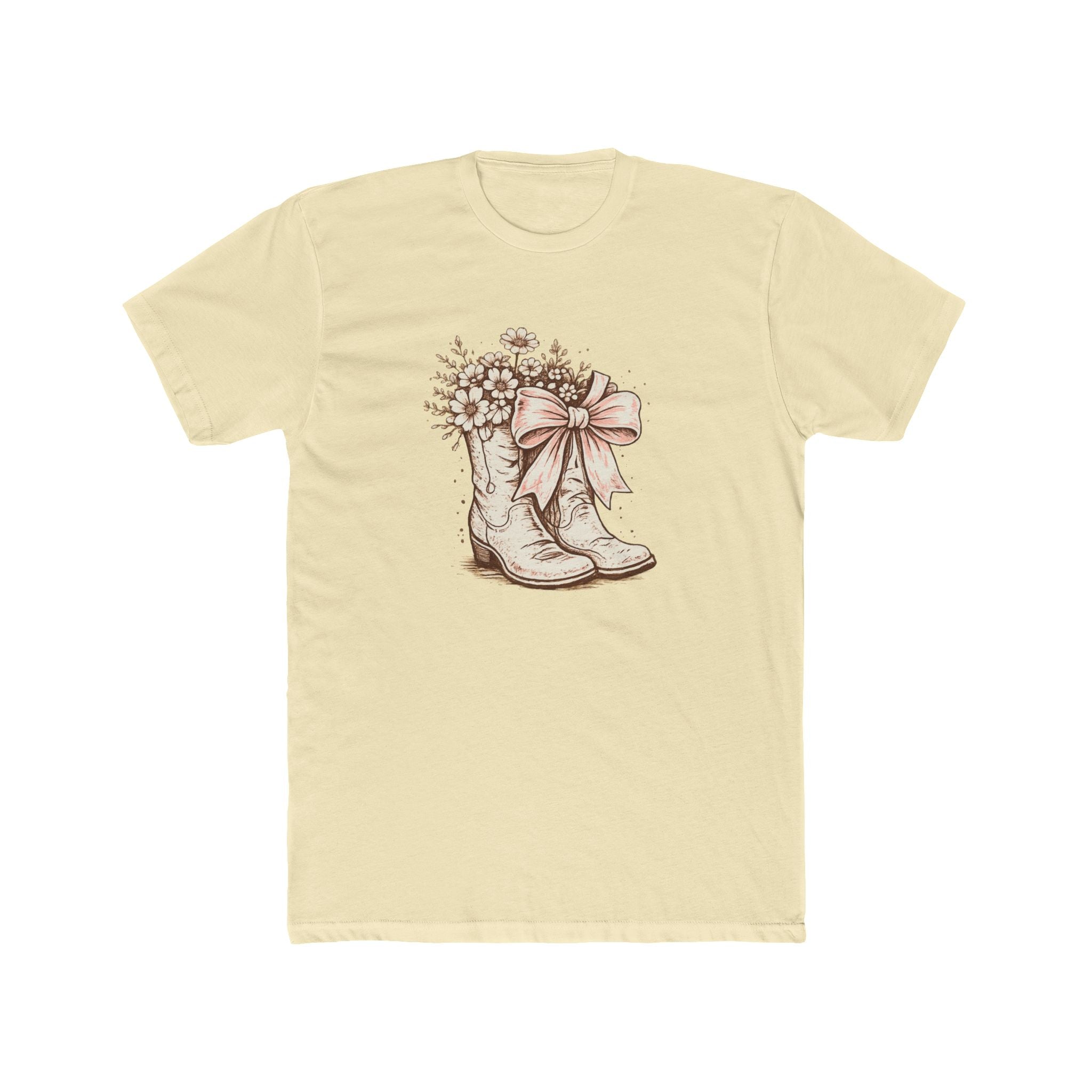Cowgirl Boots Graphic Tee — Vintage Floral Boots with Bow T-Shirt