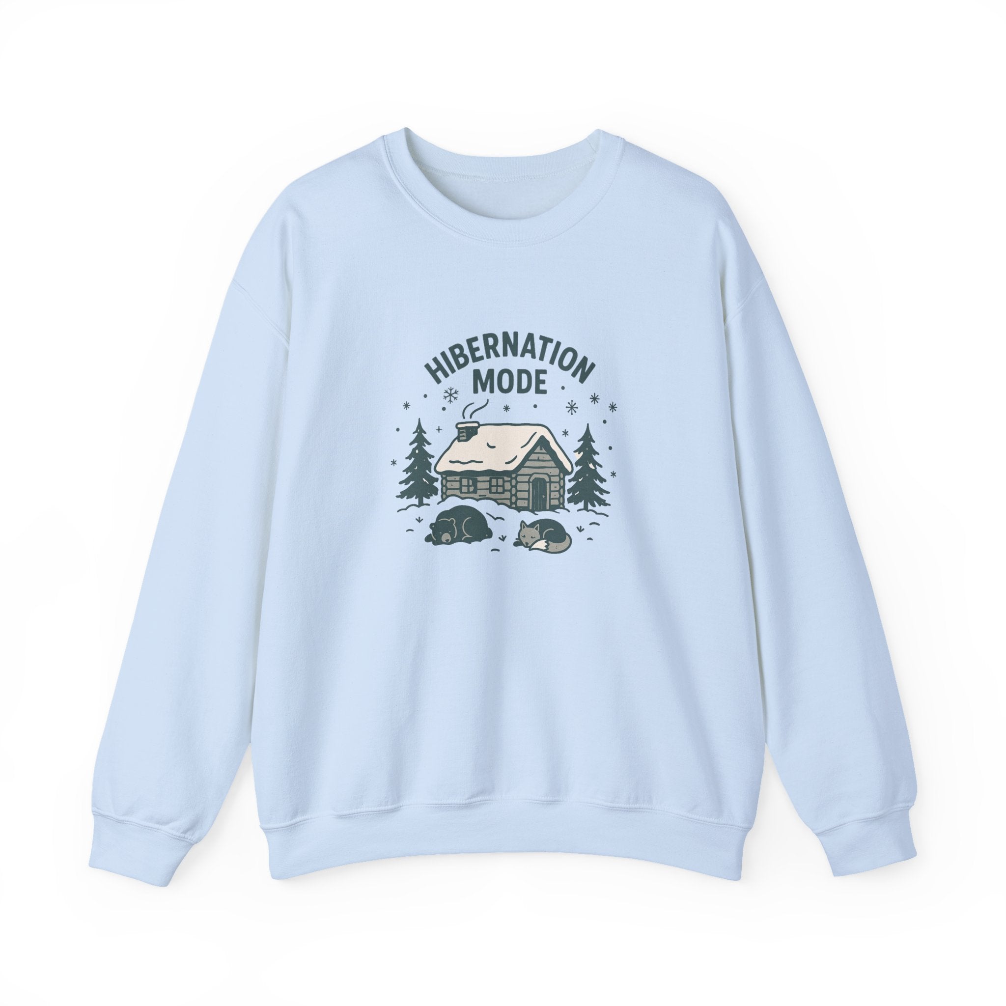 Hibernation Mode Sweatshirt — Cozy Cabin Winter Crewneck