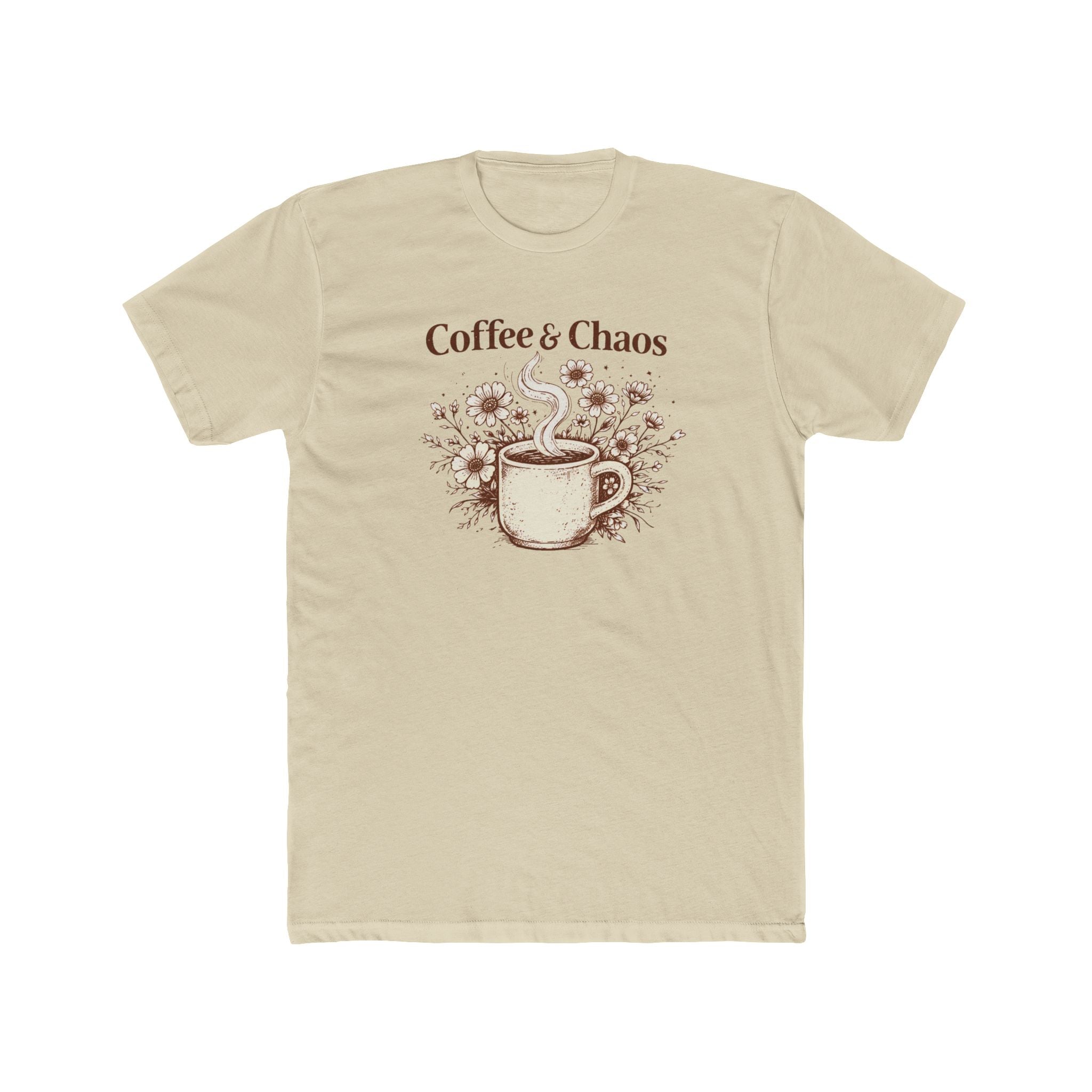 Coffee & Chaos Tee — Floral Coffee Cup Graphic Shirt
