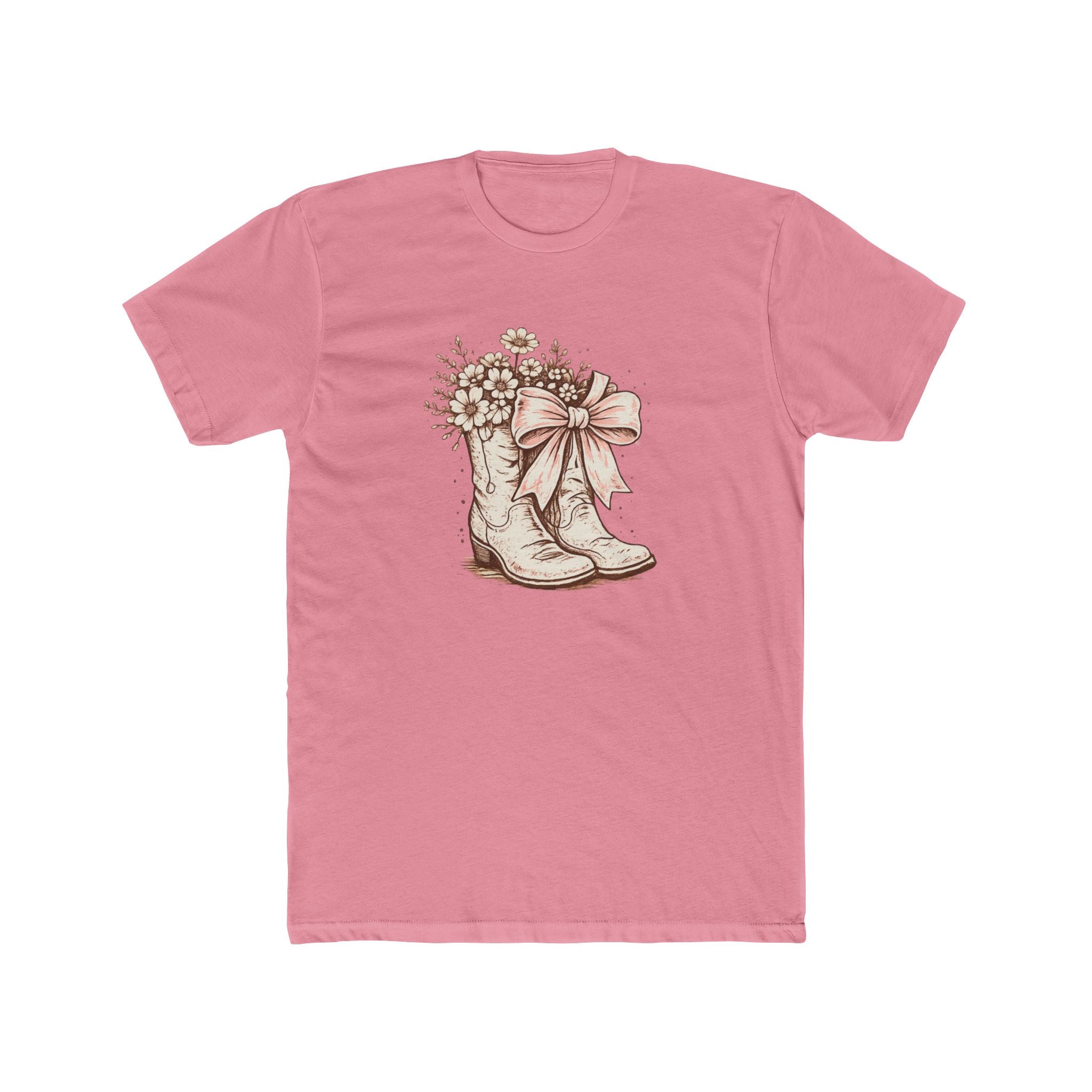 Cowgirl Boots Graphic Tee — Vintage Floral Boots with Bow T-Shirt
