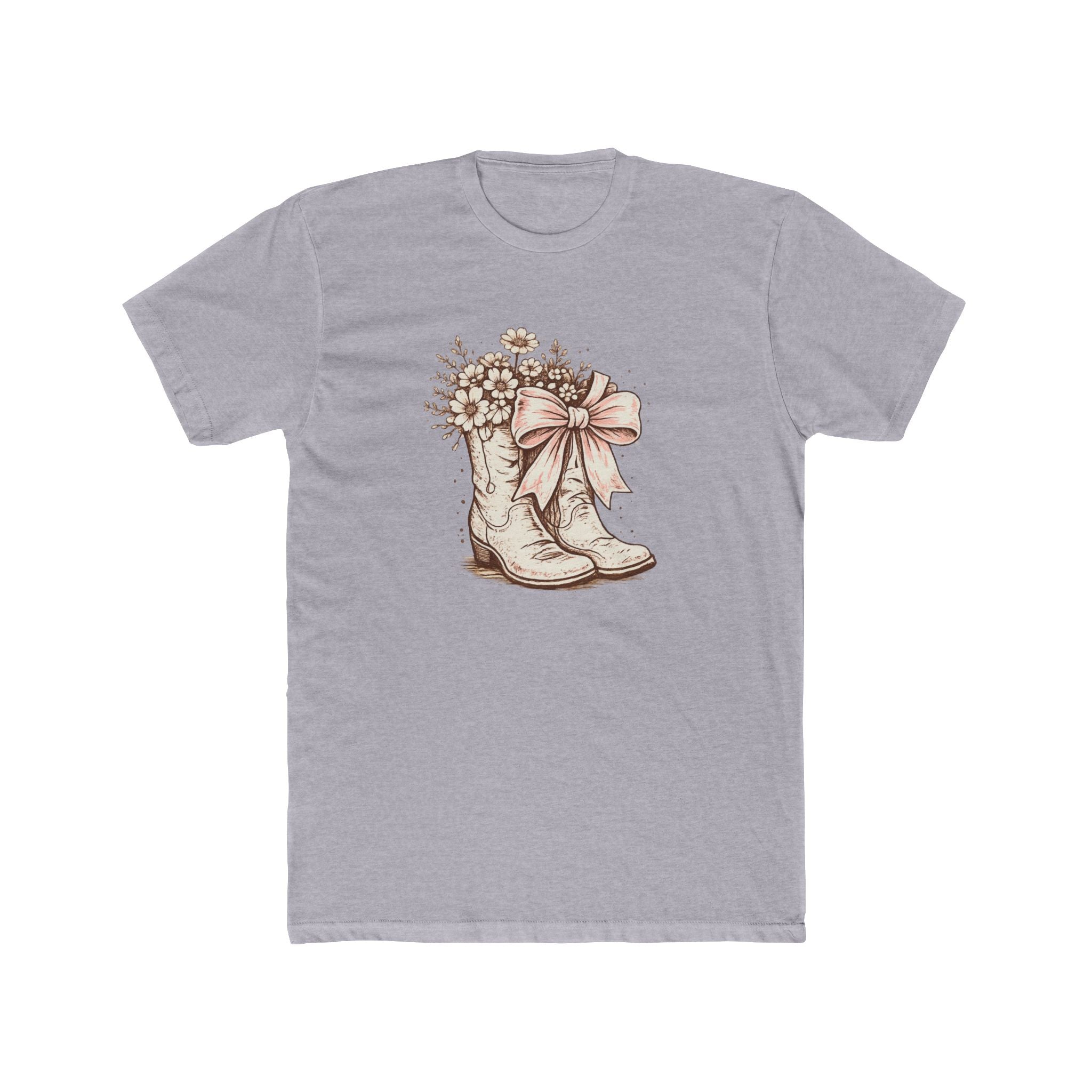 Cowgirl Boots Graphic Tee — Vintage Floral Boots with Bow T-Shirt