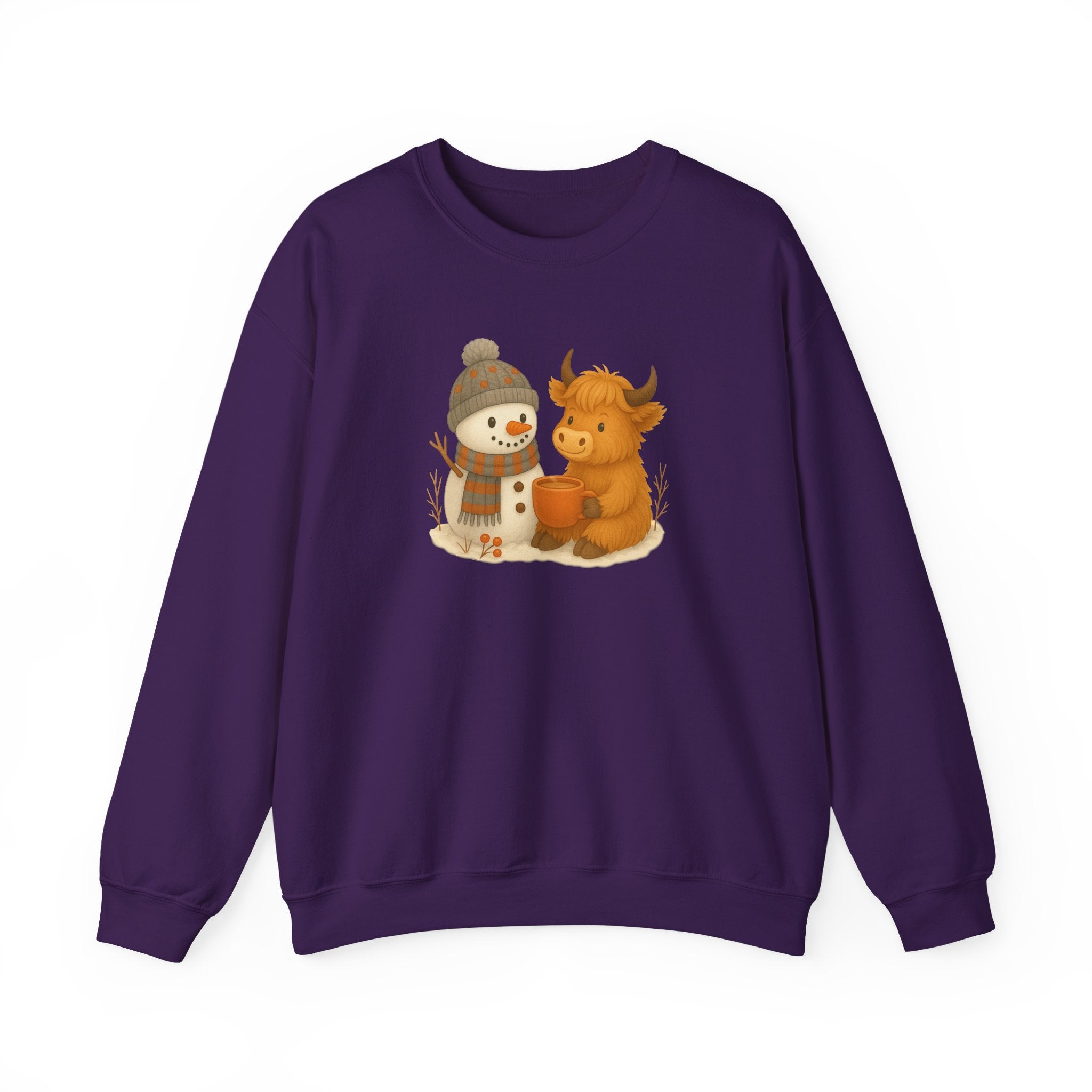 Cute Snowman and Cow Winter Sweatshirt — Cozy Holiday Crewneck