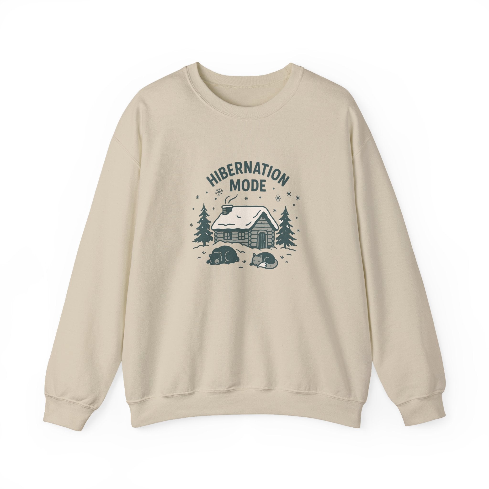 Hibernation Mode Sweatshirt — Cozy Cabin Winter Crewneck