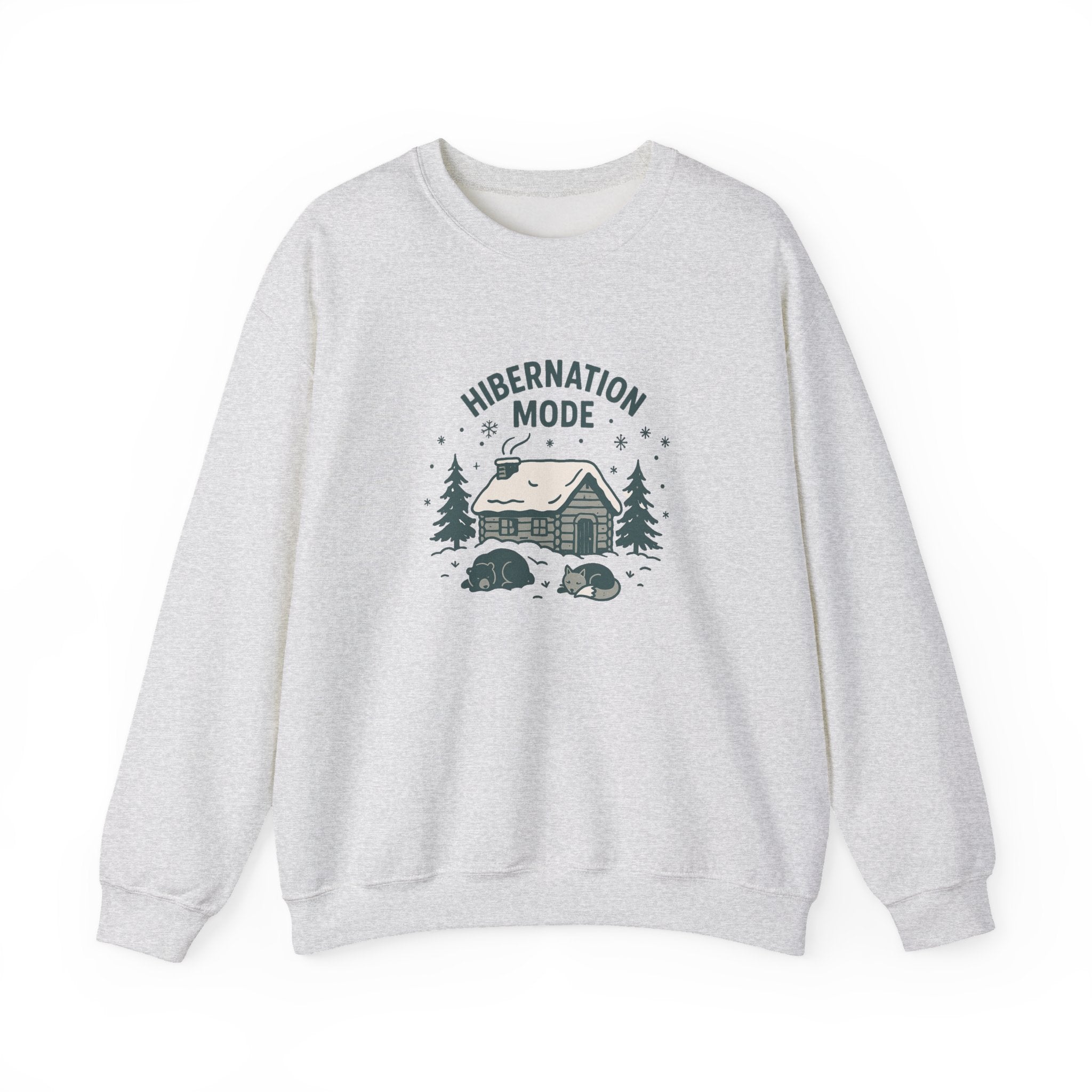 Hibernation Mode Sweatshirt — Cozy Cabin Winter Crewneck