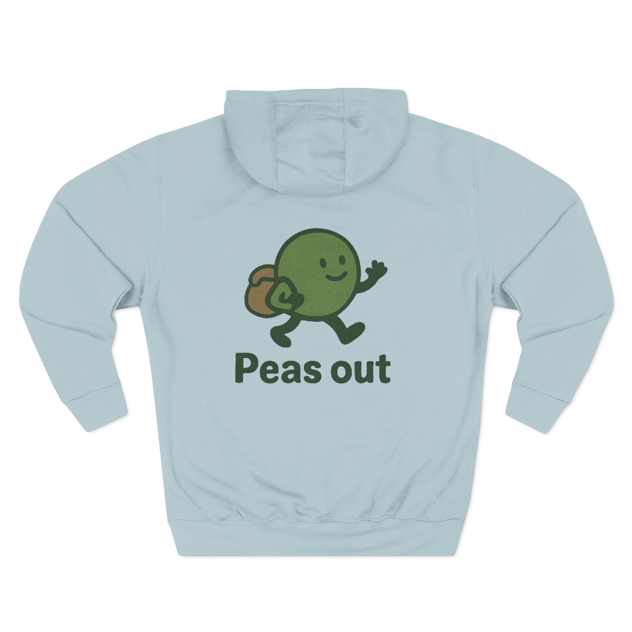 Peas Out Hoodie — Cute Running Pea Graphic Fleece Pullover