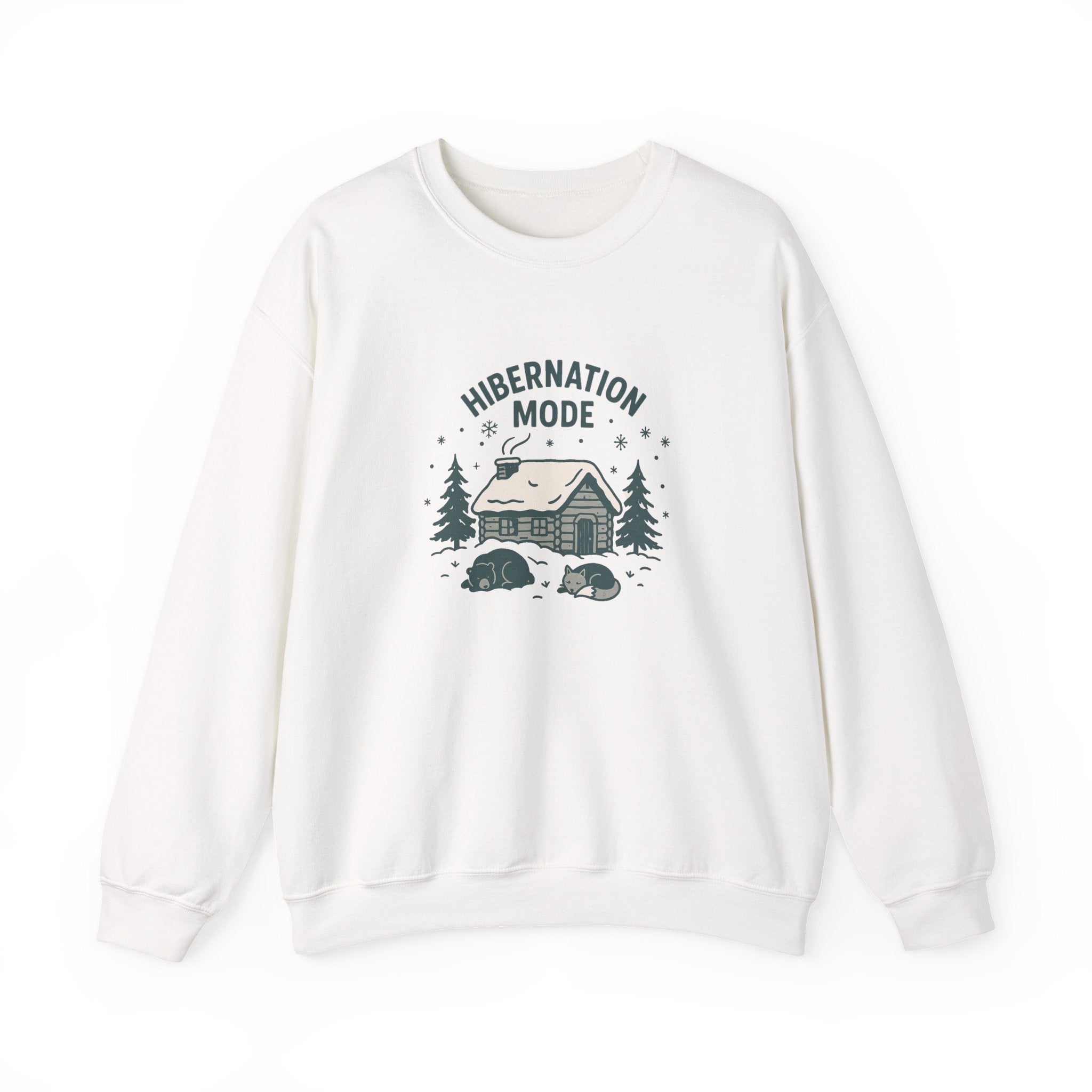 Hibernation Mode Sweatshirt — Cozy Cabin Winter Crewneck