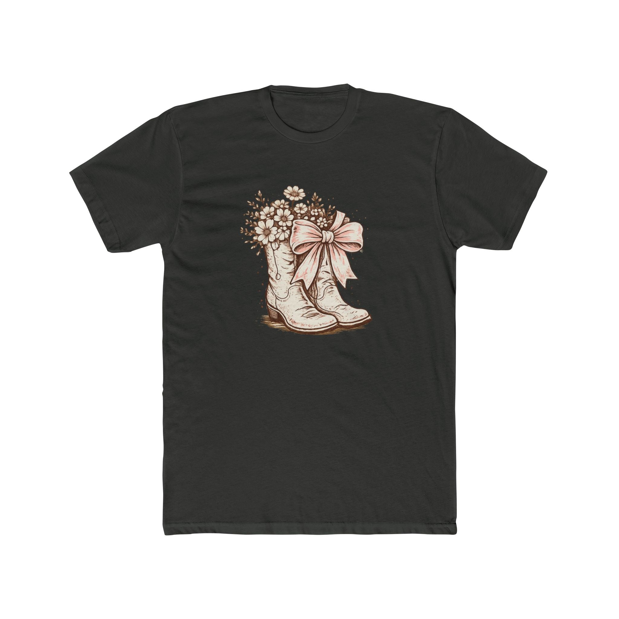Cowgirl Boots Graphic Tee — Vintage Floral Boots with Bow T-Shirt