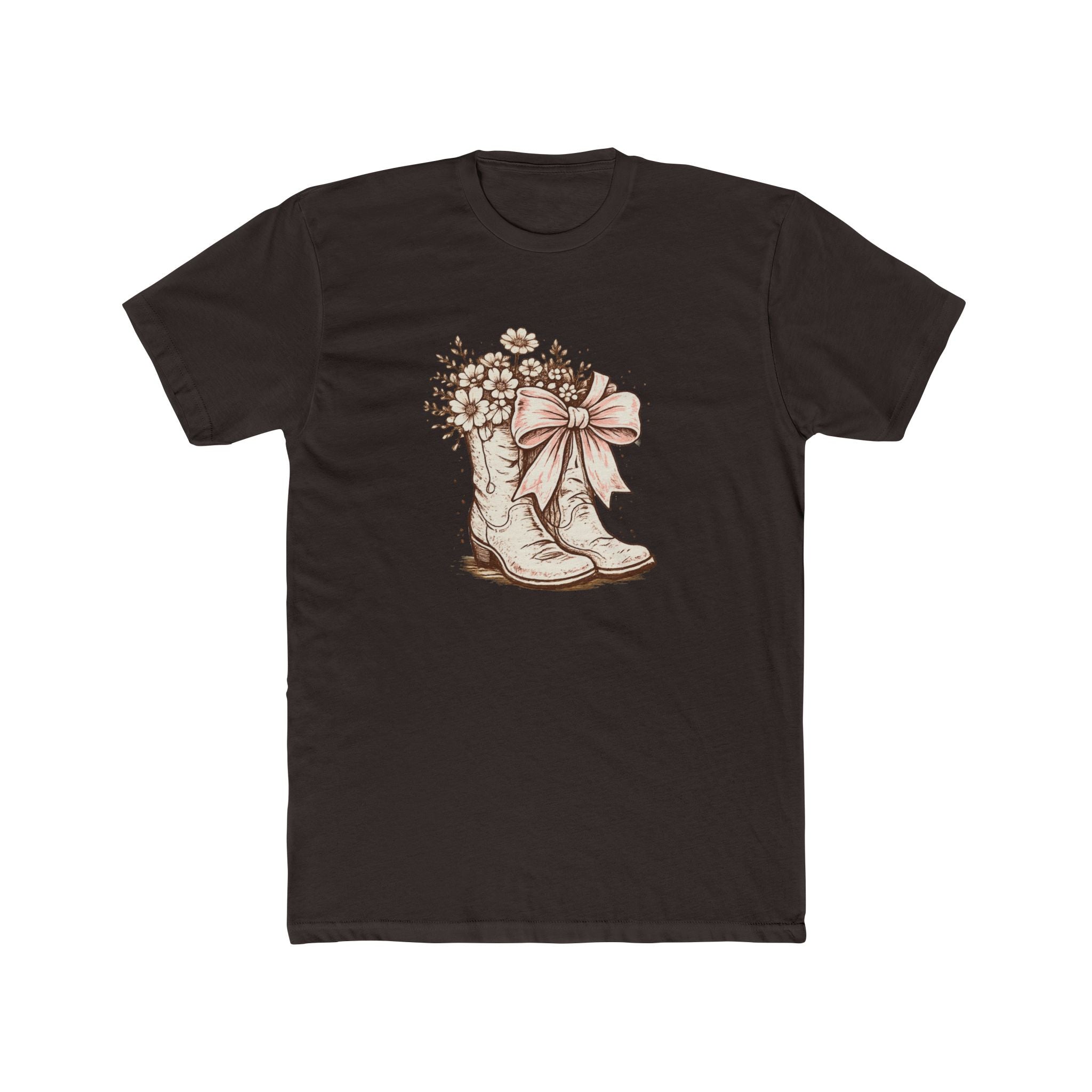 Cowgirl Boots Graphic Tee — Vintage Floral Boots with Bow T-Shirt