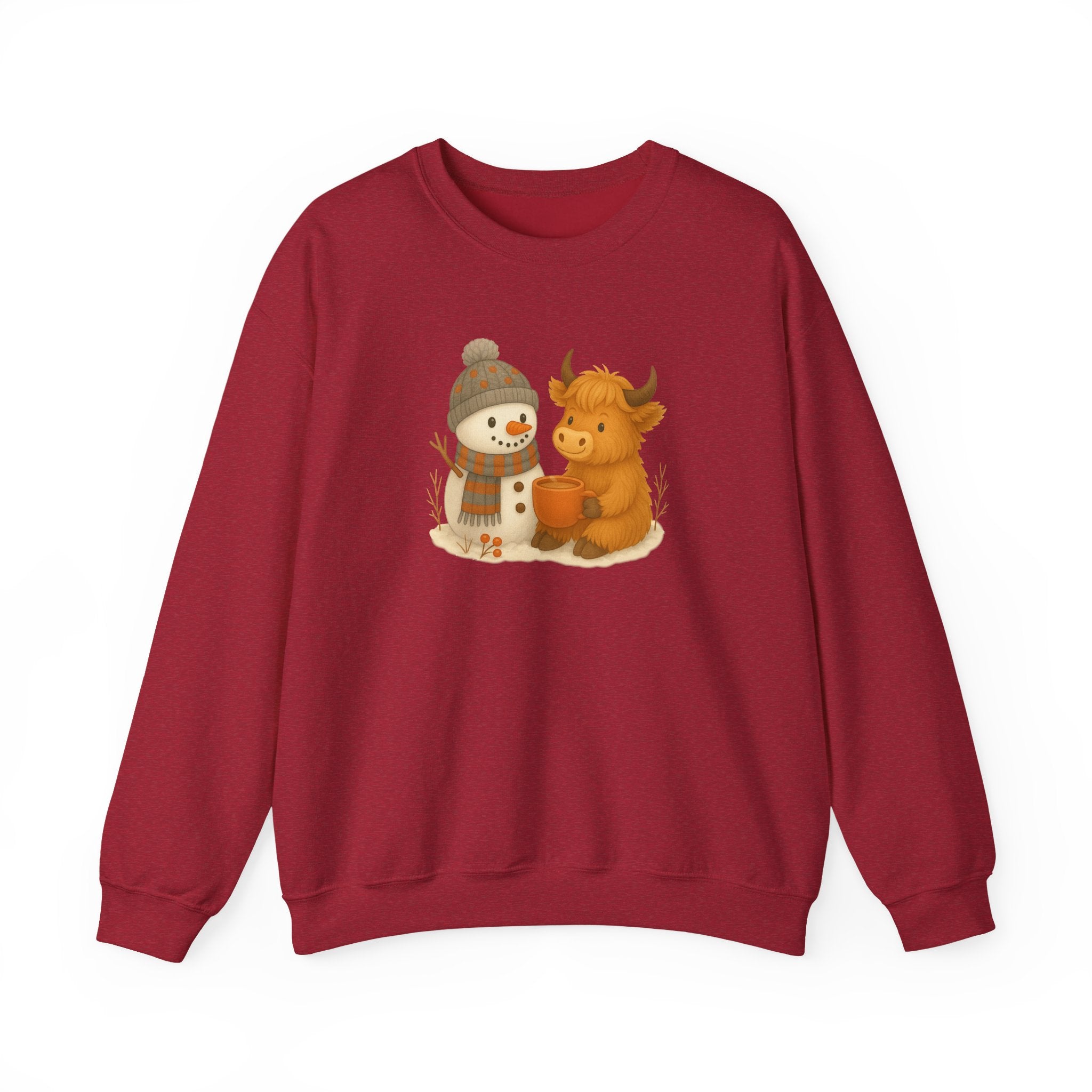 Cute Snowman and Cow Winter Sweatshirt — Cozy Holiday Crewneck