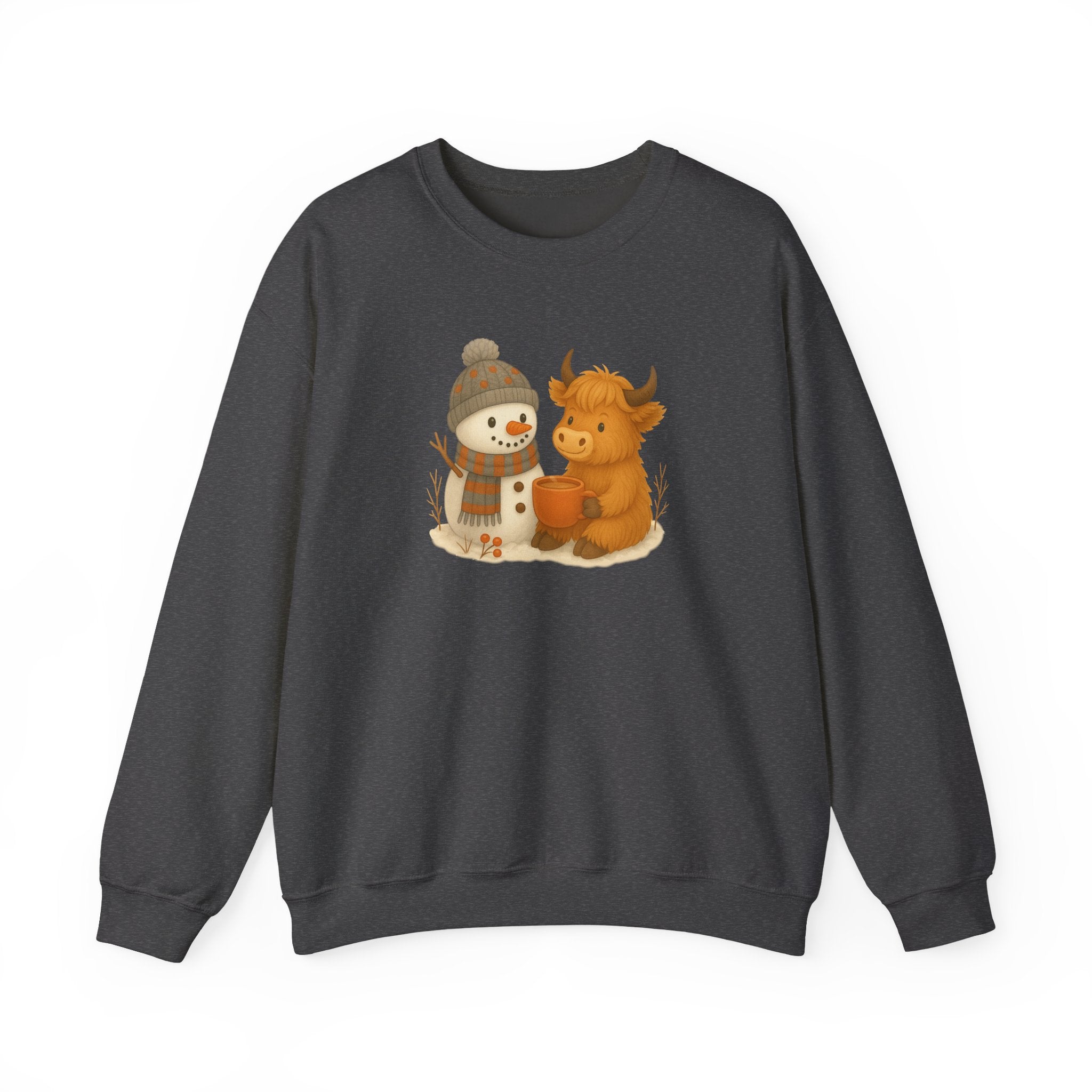 Cute Snowman and Cow Winter Sweatshirt — Cozy Holiday Crewneck