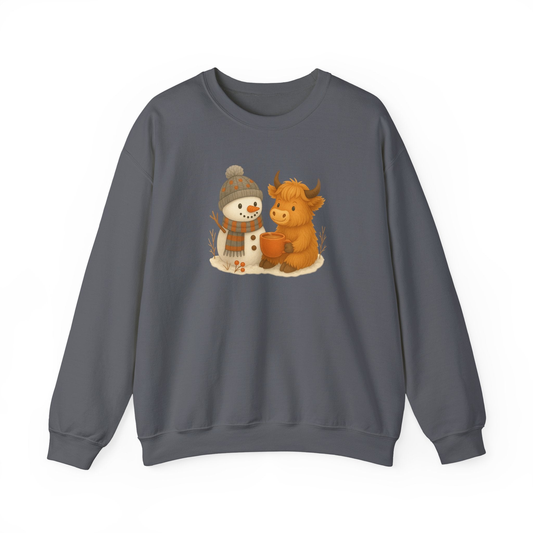 Cute Snowman and Cow Winter Sweatshirt — Cozy Holiday Crewneck