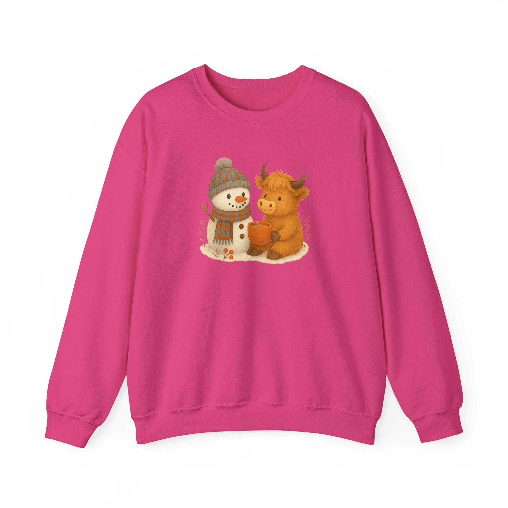 Cute Snowman and Cow Winter Sweatshirt — Cozy Holiday Crewneck