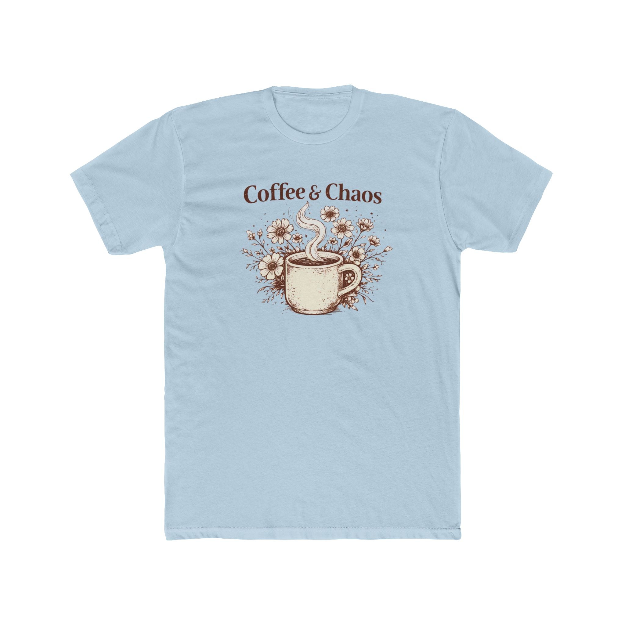 Coffee & Chaos Tee — Floral Coffee Cup Graphic Shirt