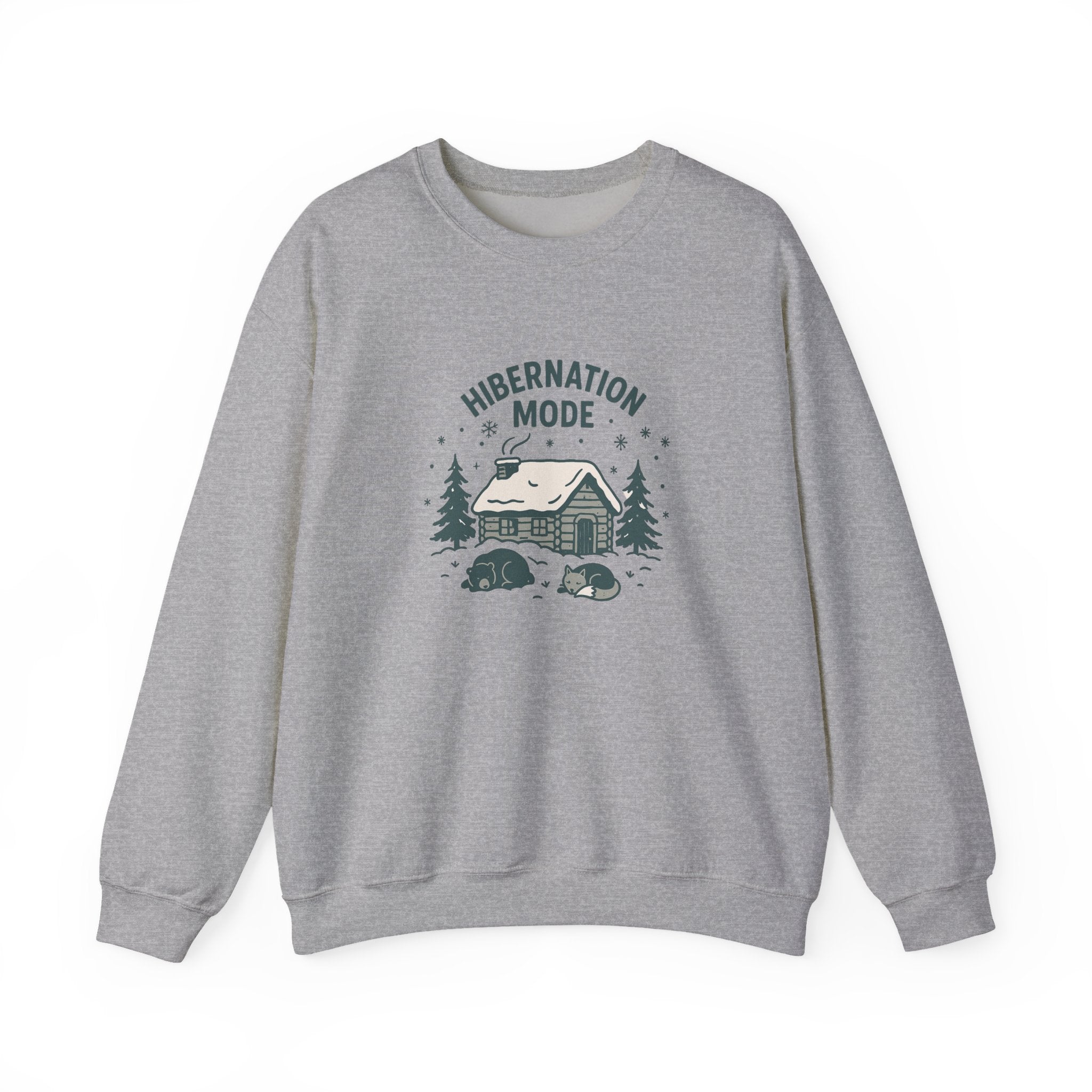 Hibernation Mode Sweatshirt — Cozy Cabin Winter Crewneck