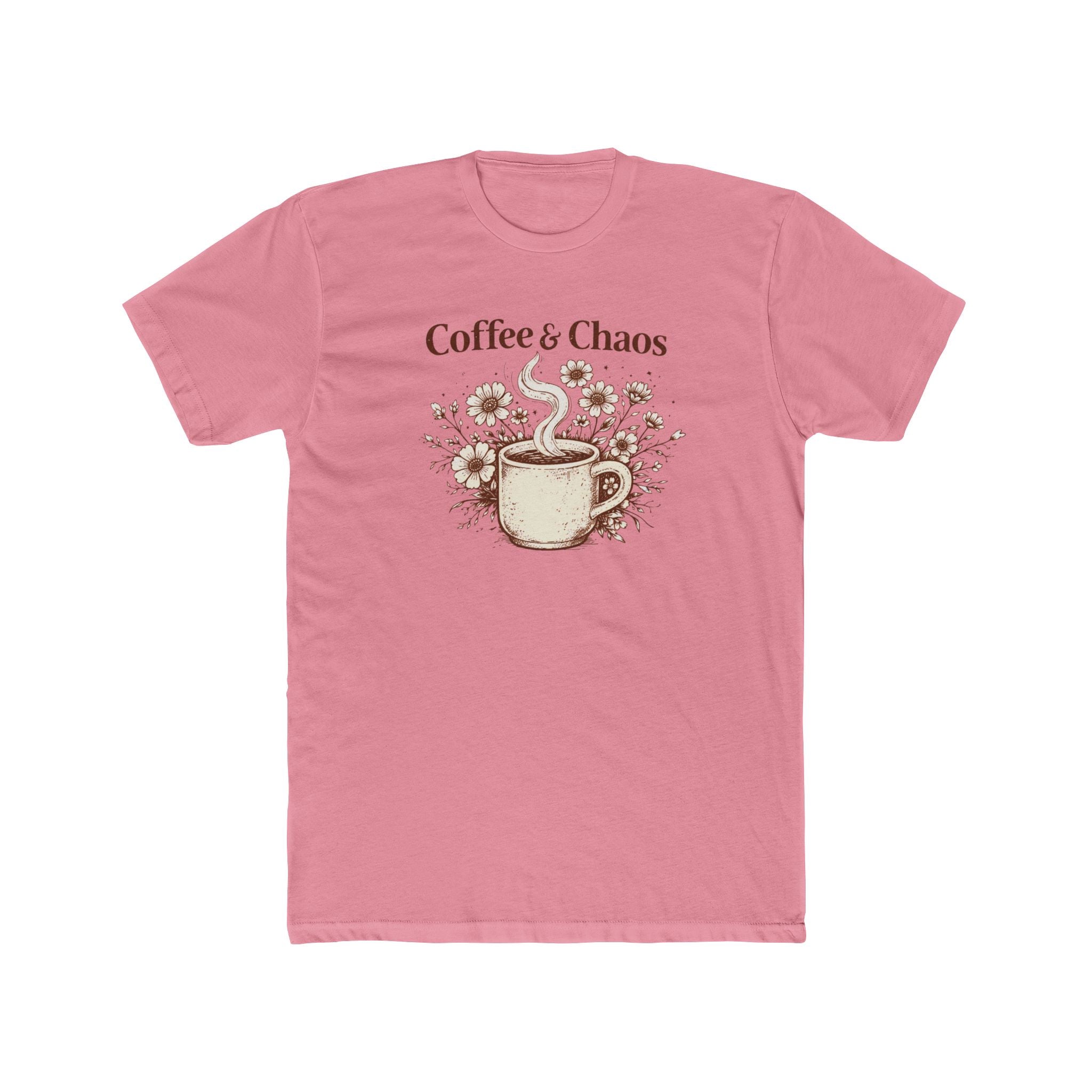 Coffee & Chaos Tee — Floral Coffee Cup Graphic Shirt