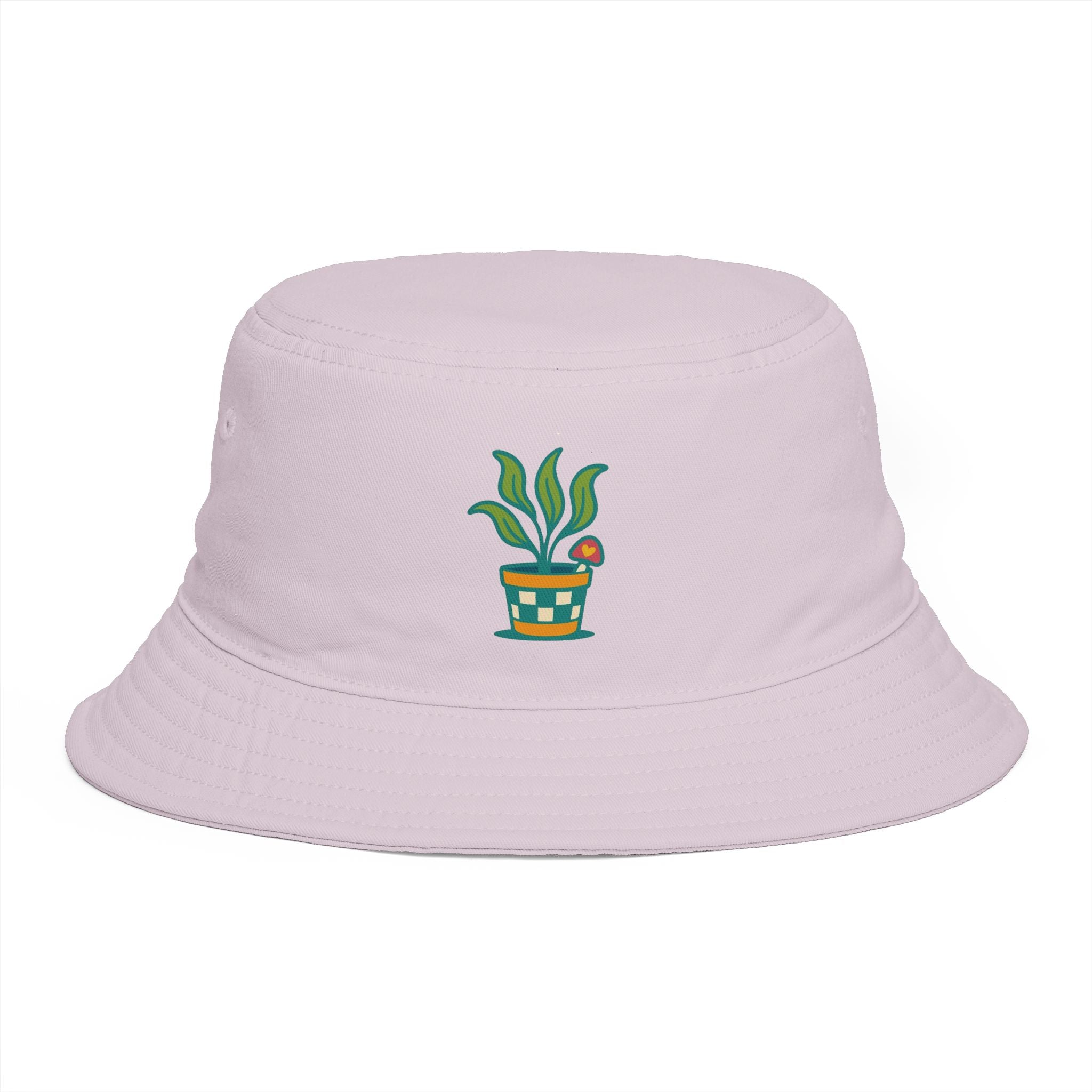 Brown Bucket Hat with Potted Plant Embroidery – Cute Botanical Sun Hat for Gardeners & Plant Lovers