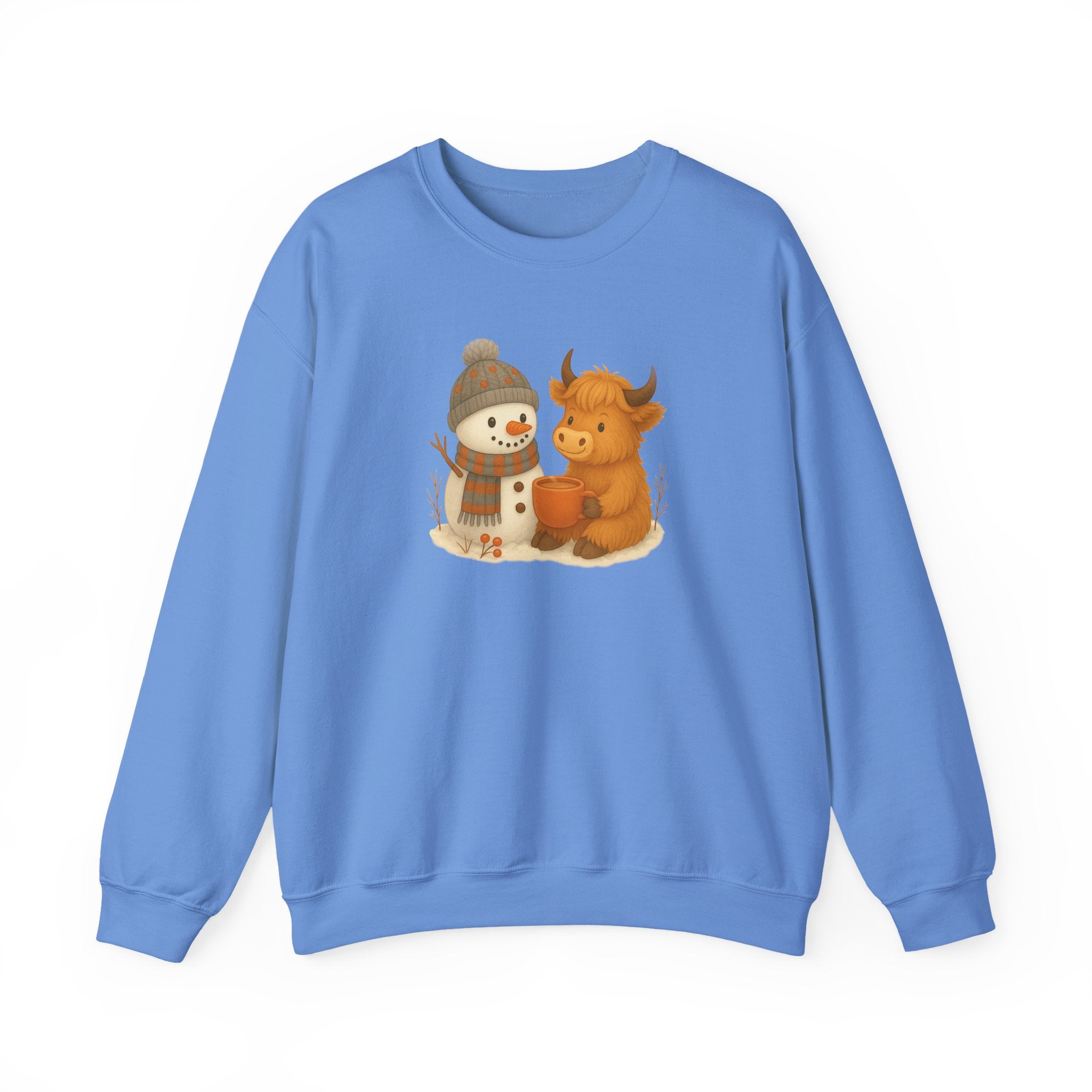 Cute Snowman and Cow Winter Sweatshirt — Cozy Holiday Crewneck