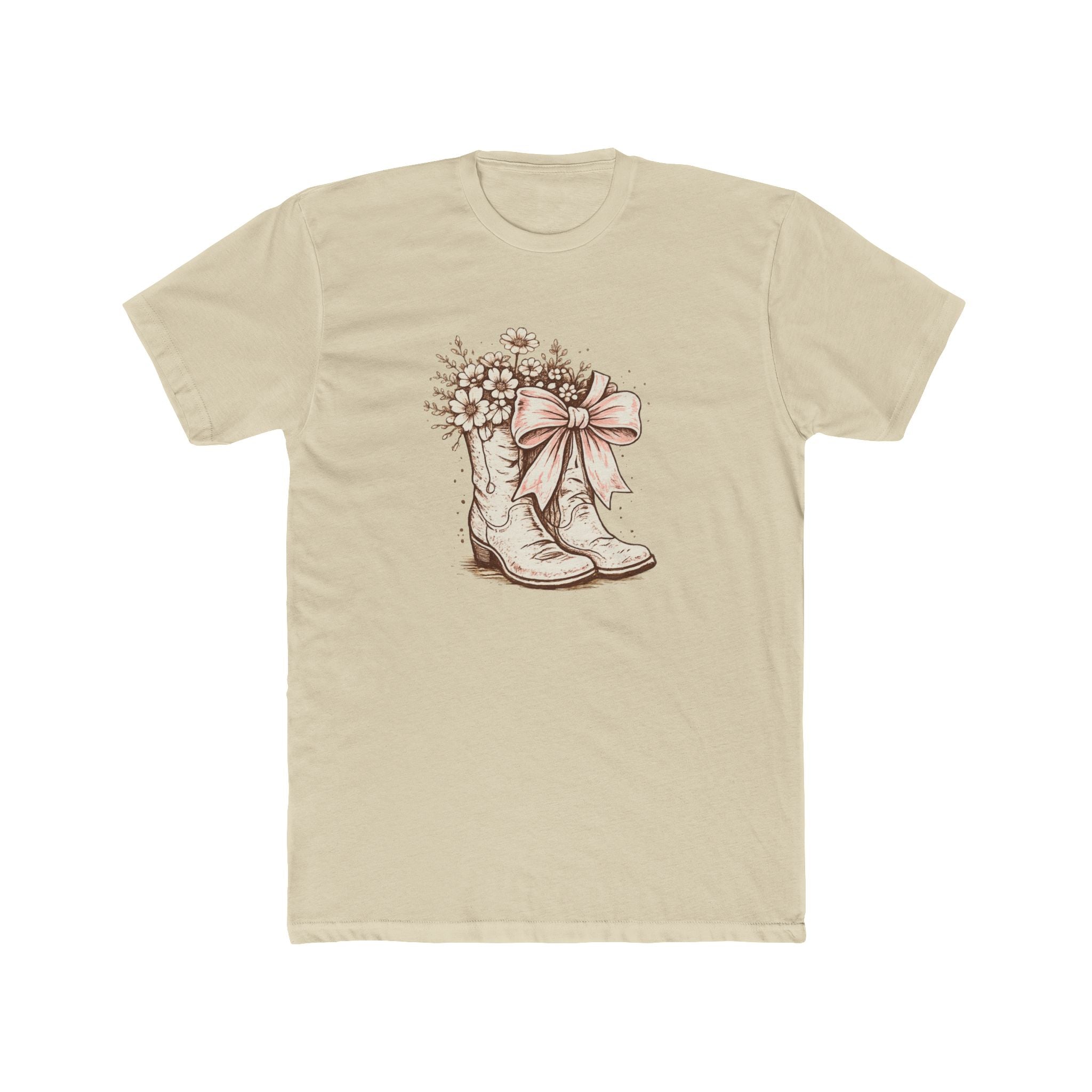 Cowgirl Boots Graphic Tee — Vintage Floral Boots with Bow T-Shirt