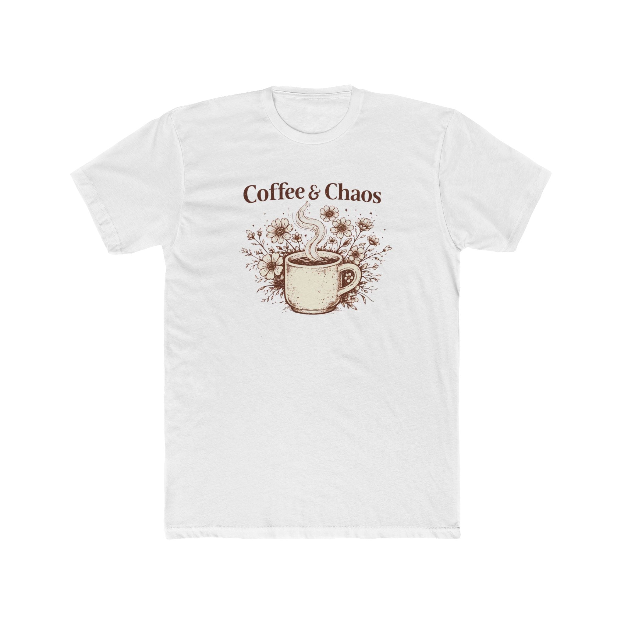 Coffee & Chaos Tee — Floral Coffee Cup Graphic Shirt