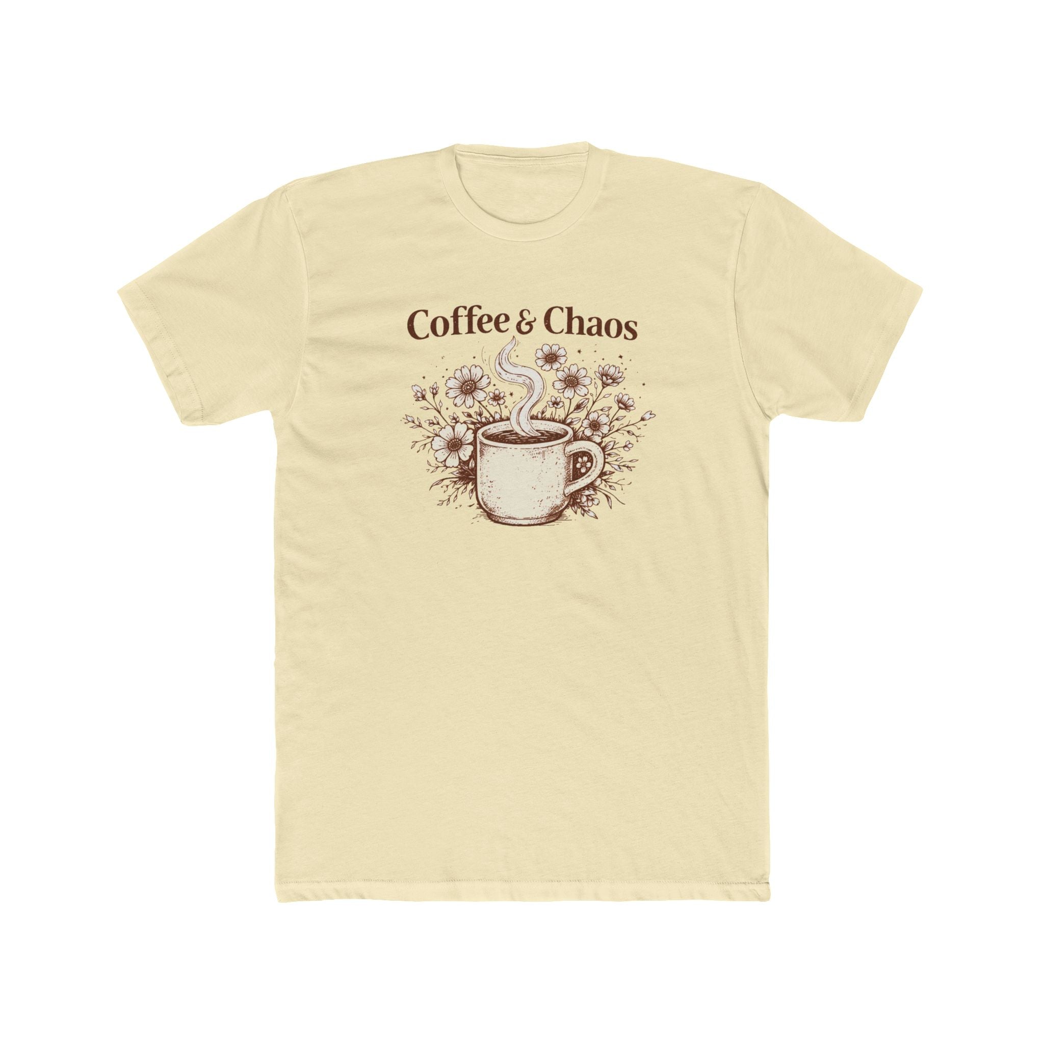 Coffee & Chaos Tee — Floral Coffee Cup Graphic Shirt