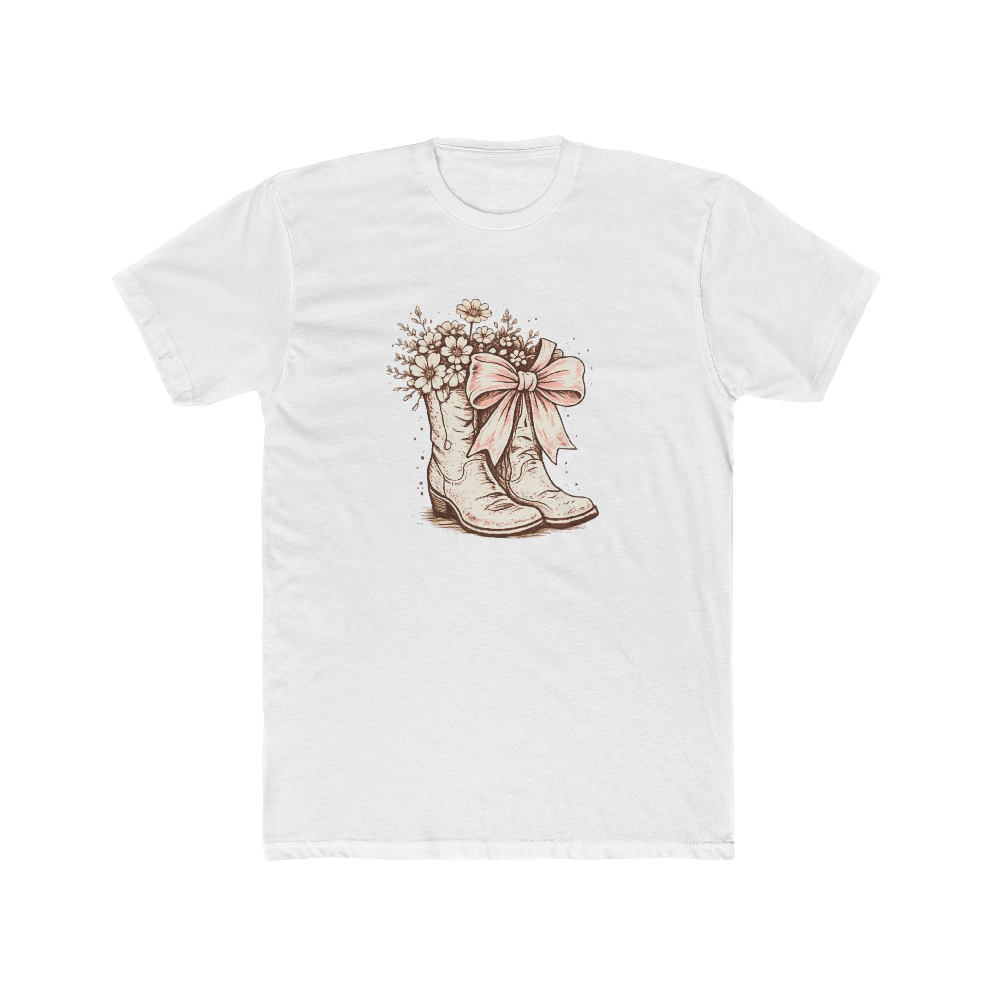 Cowgirl Boots Graphic Tee — Vintage Floral Boots with Bow T-Shirt