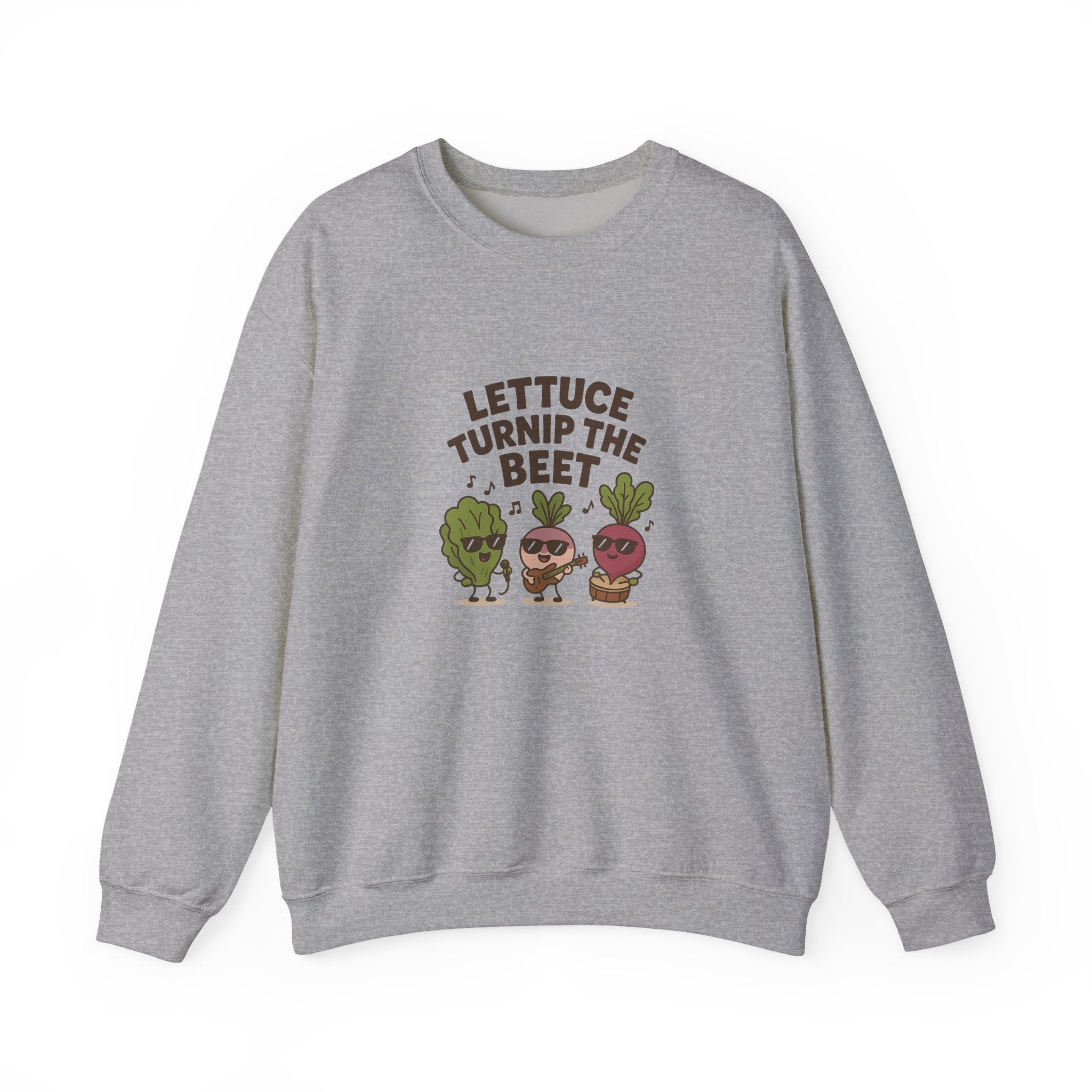 Crewneck Sweatshirt — "Lettuce Turnip the Beet" Cute Vegetable Dance Graphic