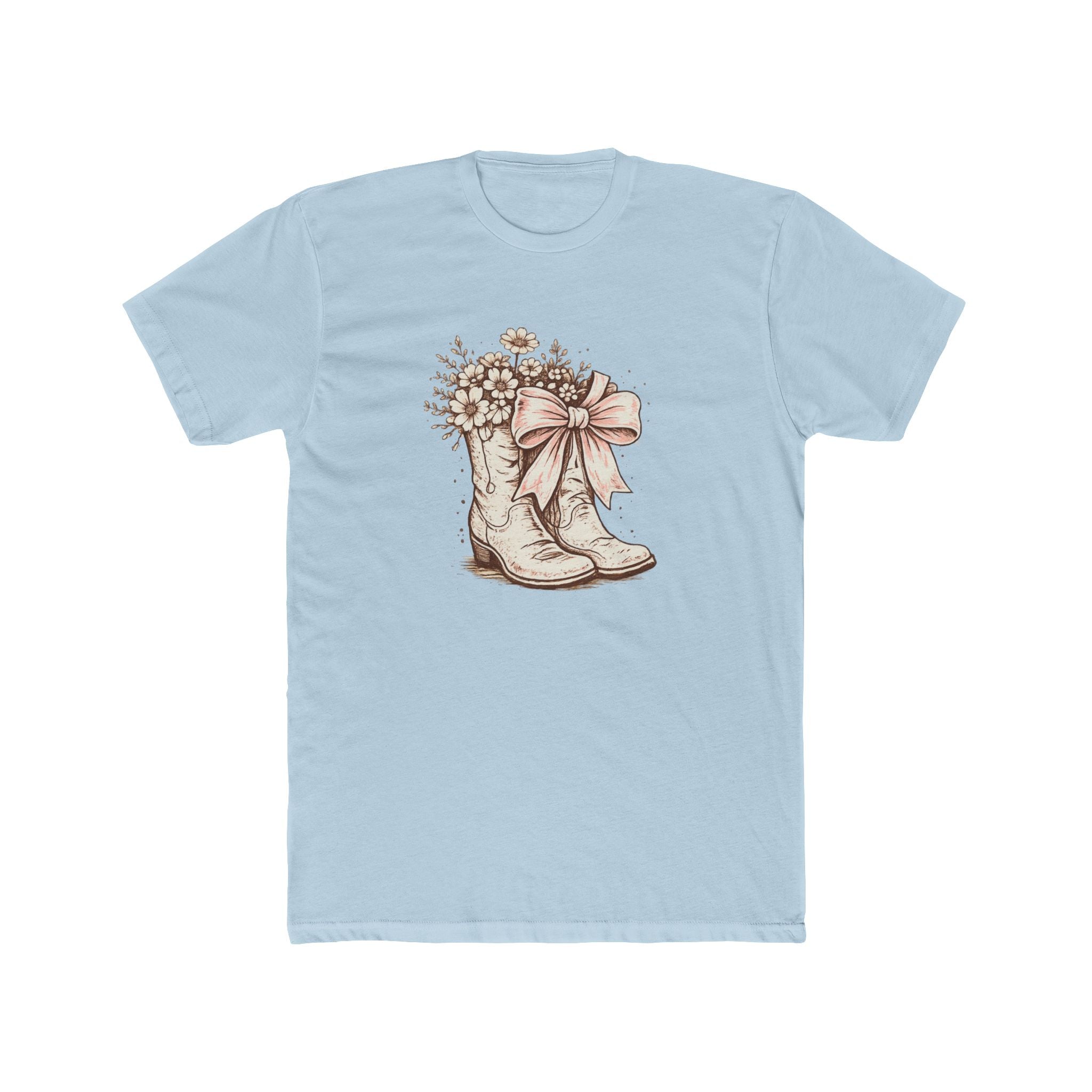 Cowgirl Boots Graphic Tee — Vintage Floral Boots with Bow T-Shirt